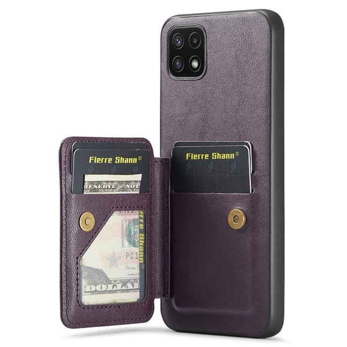For Samsung Galaxy A22 5G (EU Version) Case RFID Blocking Card Slots Leather+TPU Phone Cover - Purple - 2
