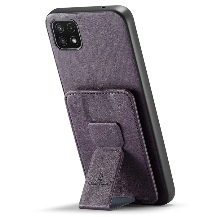 For Samsung Galaxy A22 5G (EU Version) Case RFID Blocking Card Slots Leather+TPU Phone Cover - Purple - 3