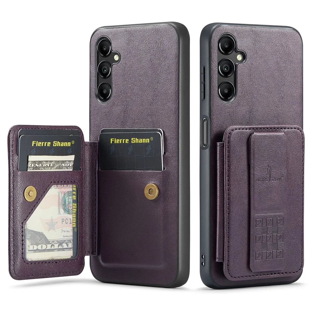 For Samsung Galaxy A35 5G RFID Blocking Case Cowhide Texture Leather+TPU Phone Cover - Purple - 1