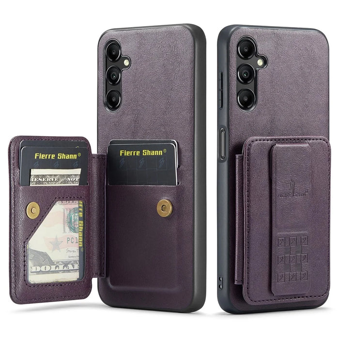 For Samsung Galaxy A35 5G RFID Blocking Case Cowhide Texture Leather+TPU Phone Cover - Purple - 1