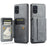For Samsung Galaxy A51 4G SM-A515 Case Card Holder Leather Coated TPU Phone Cover - Grey - 1