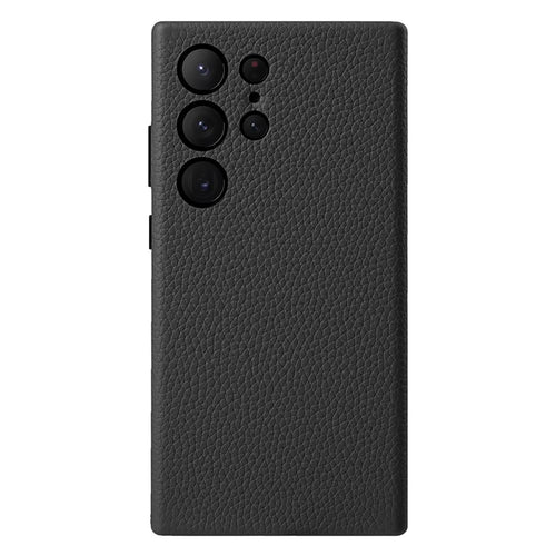 MELKCO For Samsung Galaxy S24 Ultra Case Genuine Cow Leather+PC Phone Cover - Black - 1