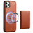 DENIOR For iPhone 11 Pro Max Magnetic Case Cowhide Texture Detachable Card Bag Phone Shell - Brown - 1