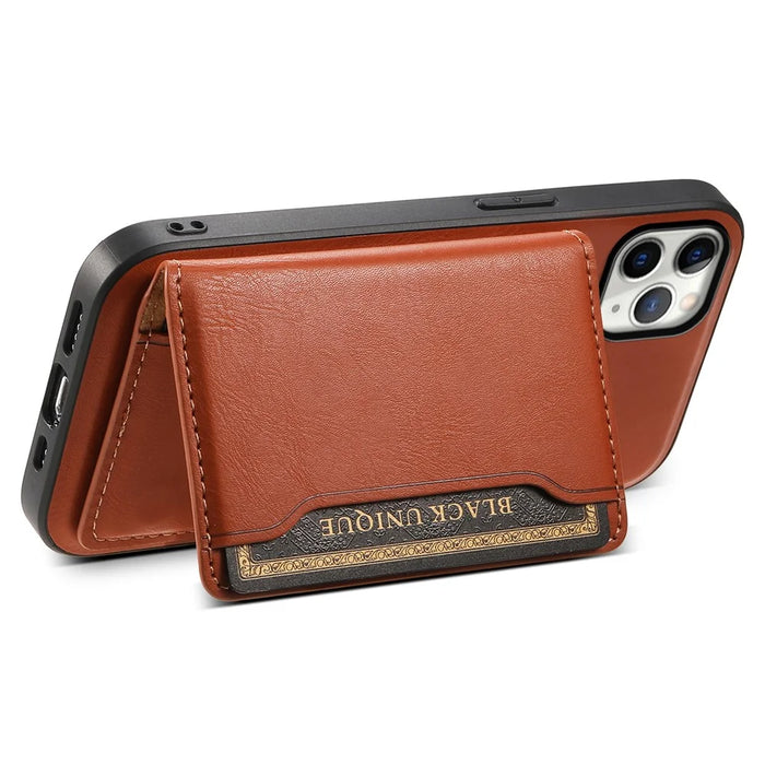 DENIOR For iPhone 11 Pro Max Magnetic Case Cowhide Texture Detachable Card Bag Phone Shell - Brown - 3