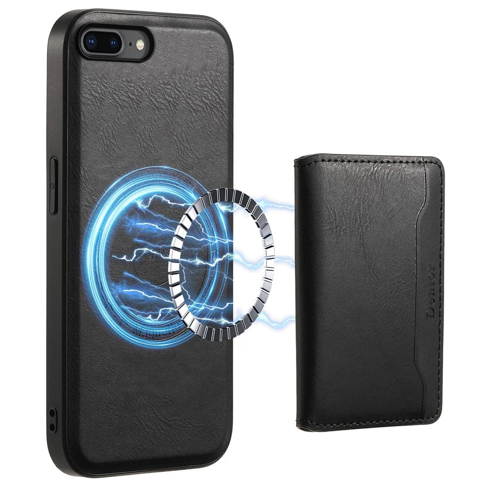 DENIOR For iPhone 7 Plus 5.5 inch / 8 Plus 5.5 inch Magnetic Case Detachable Card Slots Back Shell - Black - 1