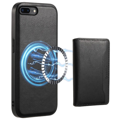 DENIOR For iPhone 7 Plus 5.5 inch / 8 Plus 5.5 inch Magnetic Case Detachable Card Slots Back Shell - Black - 1
