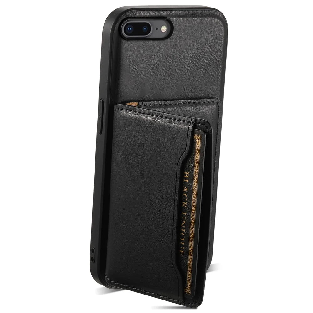 DENIOR For iPhone 7 Plus 5.5 inch / 8 Plus 5.5 inch Magnetic Case Detachable Card Slots Back Shell - Black - 2