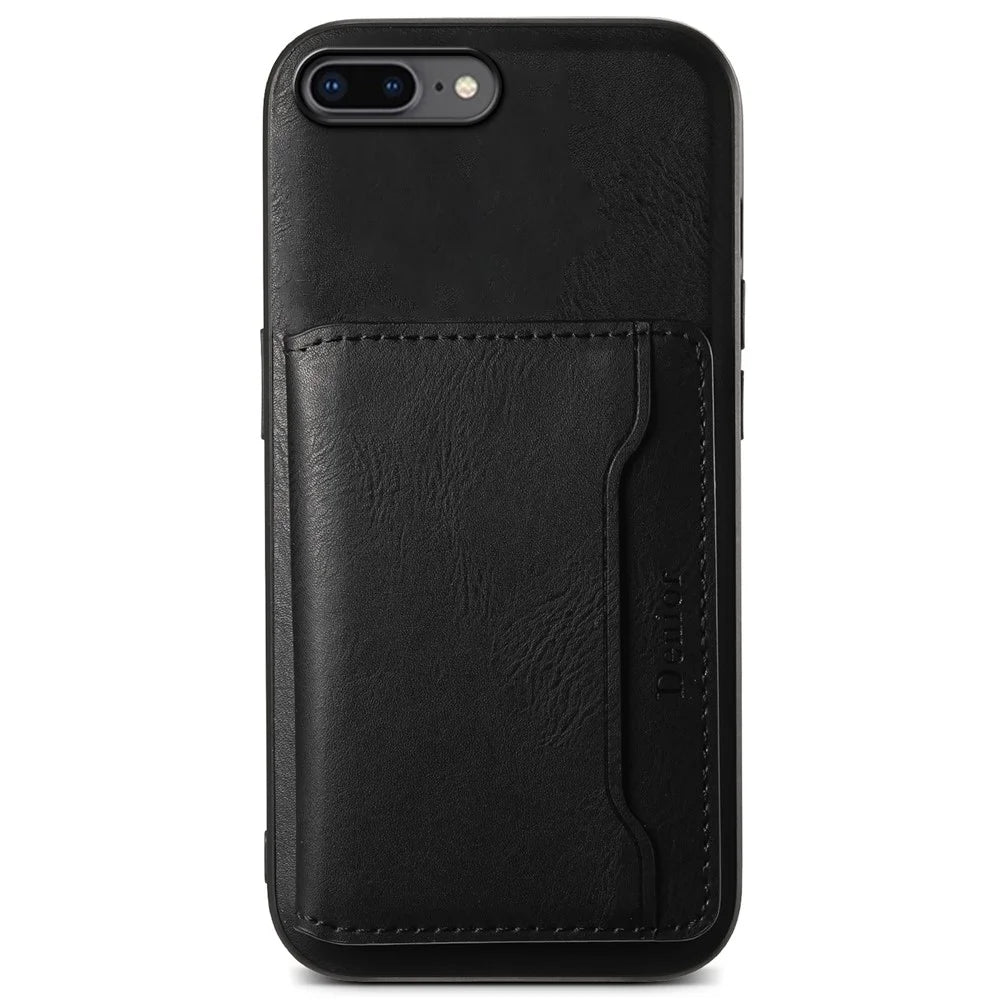 DENIOR For iPhone 7 Plus 5.5 inch / 8 Plus 5.5 inch Magnetic Case Detachable Card Slots Back Shell - Black - 7