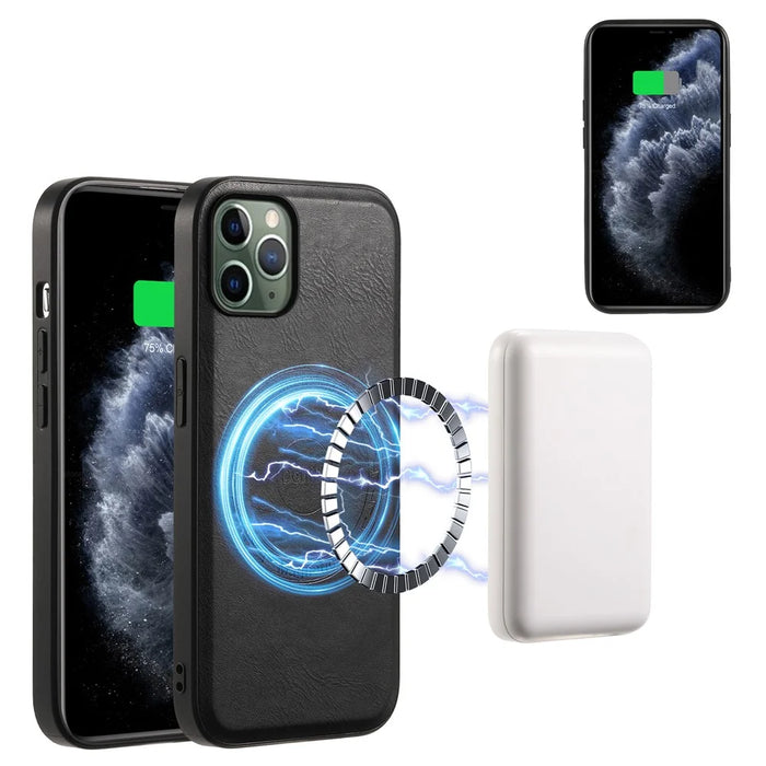 DENIOR For iPhone 11 Pro Magnetic Phone Case PU Leather+PC+TPU Card Holder Back Cover - Black - 4