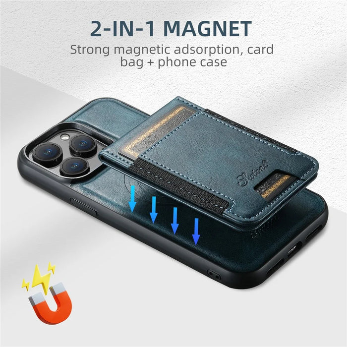 SUTENI H17 For iPhone 13 Pro Max Case Detachable Card Holder Phone Cover Compatible with MagSafe - Blue - 6