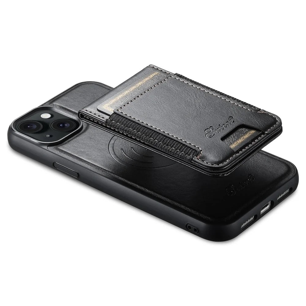 SUTENI H17 For iPhone 14 Case Compatible with MagSafe Detachable Card Holder Kickstand Phone Cover - Black - 4