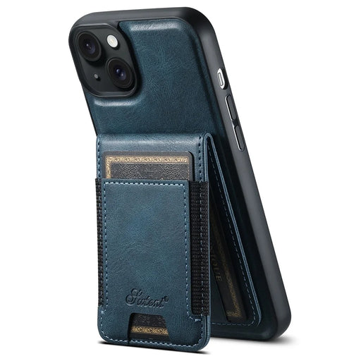 SUTENI H17 For iPhone 14 Plus Case Compatible with MagSafe Detachable Card Holder Phone Shell - Blue - 1