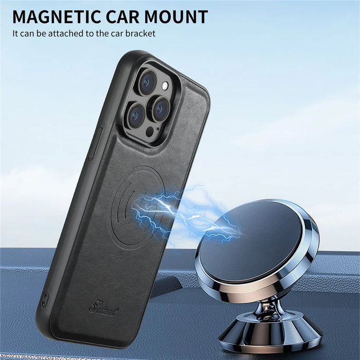 SUTENI H17 For iPhone 14 Pro Max Case Compatible with MagSafe Detachable Card Holder Phone Case - Black - 5