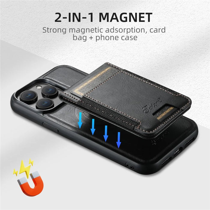 SUTENI H17 For iPhone 14 Pro Max Case Compatible with MagSafe Detachable Card Holder Phone Case - Black - 6