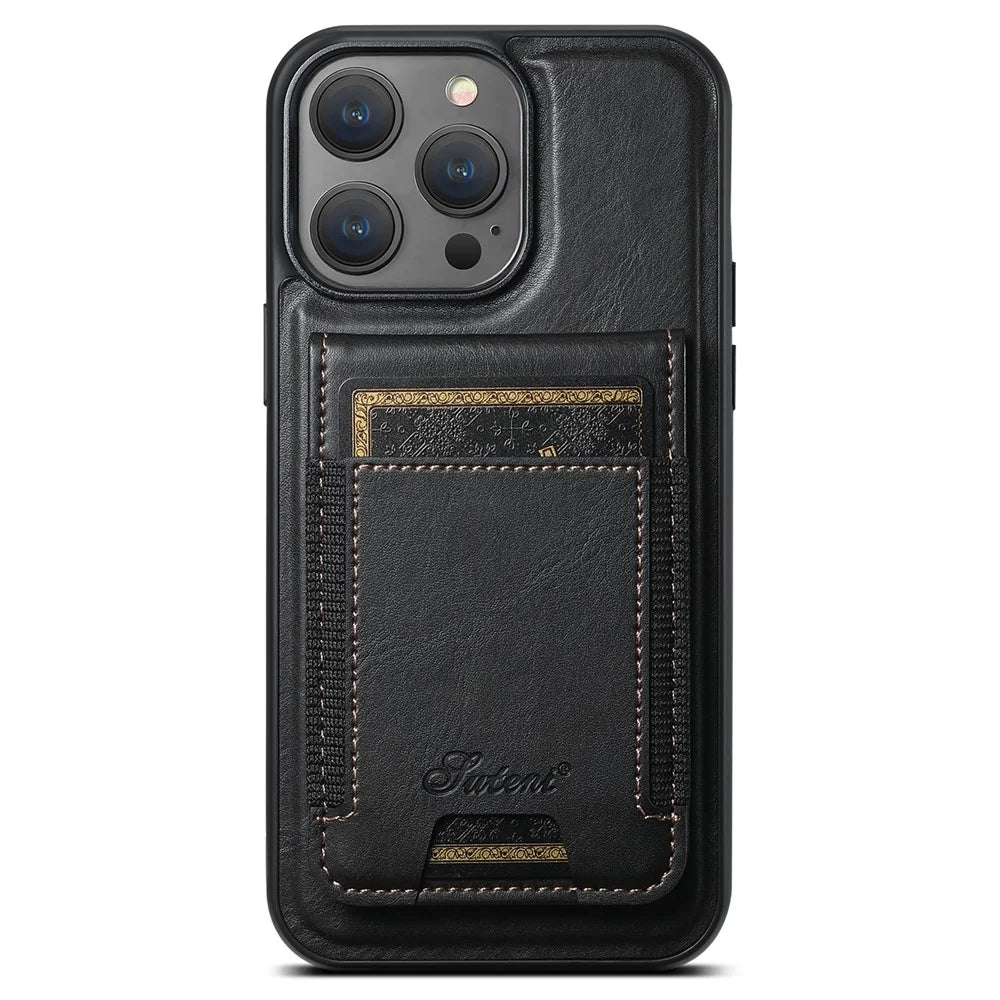 SUTENI H17 For iPhone 12 Pro Case Detachable Card Holder Phone Shell Compatible with MagSafe - Black - 2