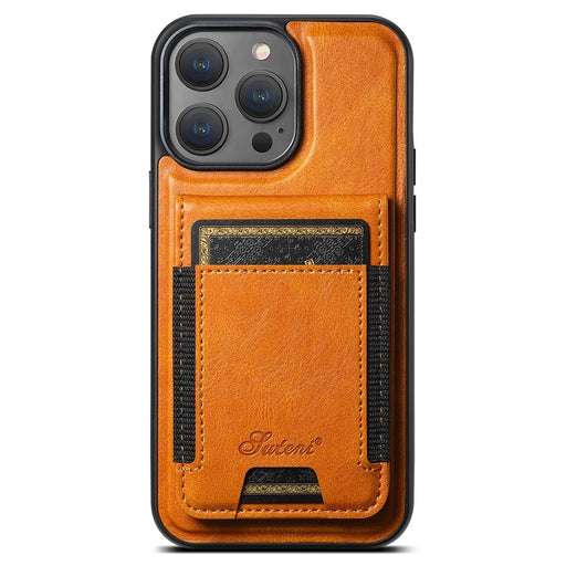 SUTENI H17 For iPhone 12 Pro Max Case Compatible with MagSafe Card Holder Kickstand Phone Cases - Khaki - 2
