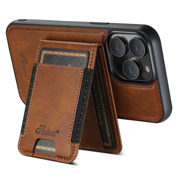 SUTENI H17 For iPhone 13 Pro Case Compatible with MagSafe Card Holder Phone Cover - Brown - 3
