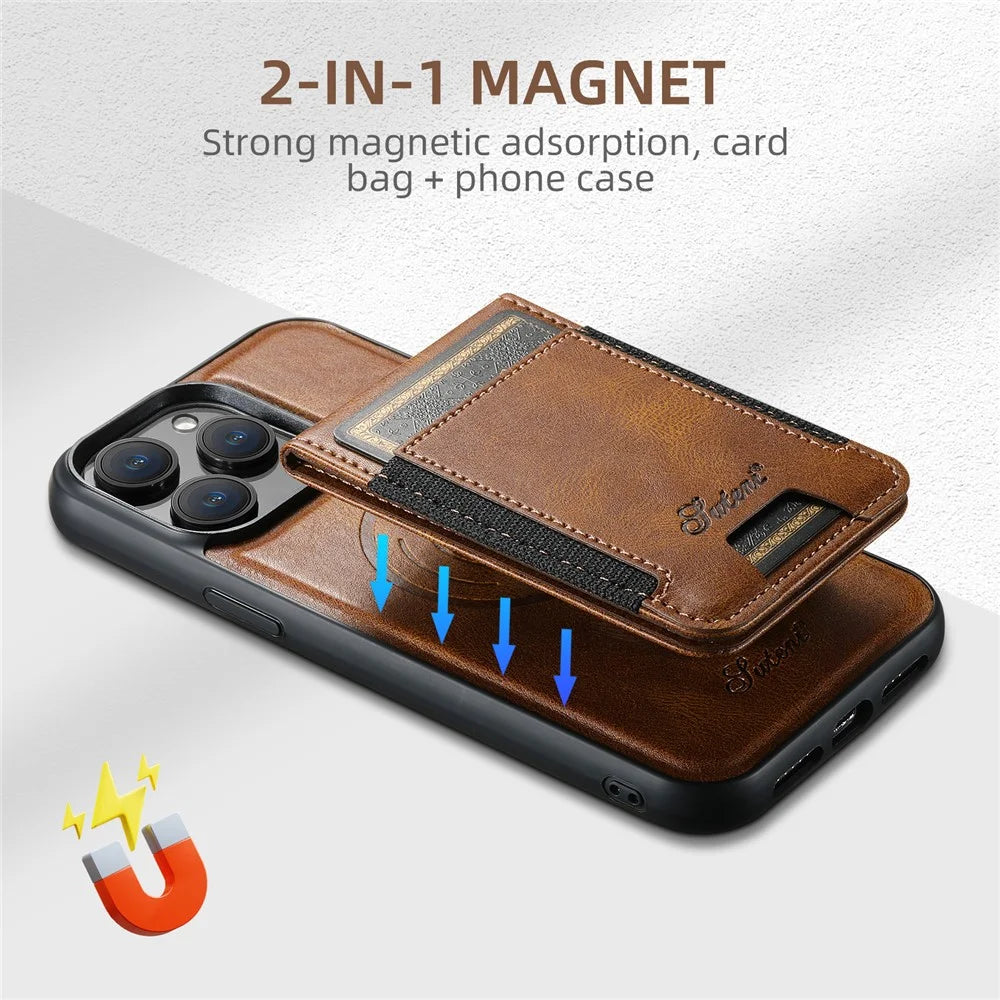 SUTENI H17 For iPhone 13 Pro Case Compatible with MagSafe Card Holder Phone Cover - Brown - 6