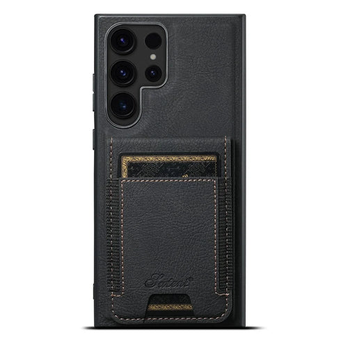 SUTENI H17 For Samsung Galaxy S22 Ultra 5G Case Magnetic Detachable Card Slots Slim Phone Cover - Black - 1