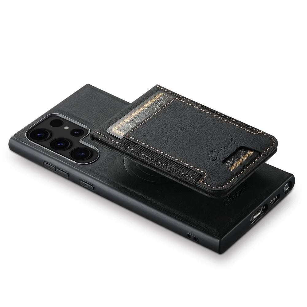 SUTENI H17 For Samsung Galaxy S22 Ultra 5G Case Magnetic Detachable Card Slots Slim Phone Cover - Black - 4