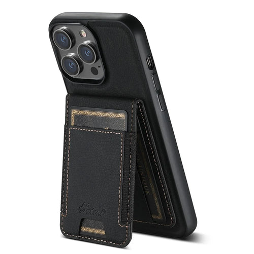 SUTENI H17 For iPhone 15 Pro Magnetic Phone Case Detachable 2-in-1 Kickstand Back Cover - Black - 1