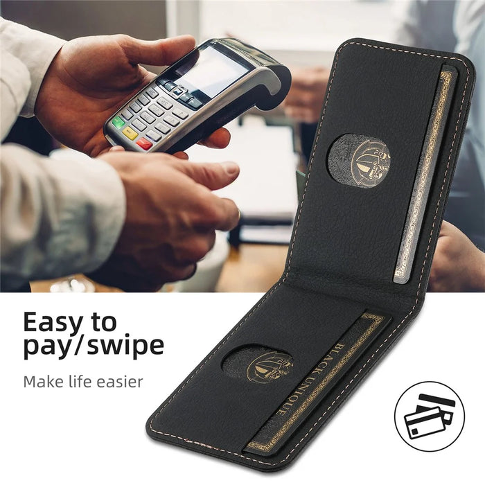 SUTENI H17 For iPhone 14 Pro Max Magnetic Case Litchi Texture Detachable Card Slot Protective Shell - Black - 4