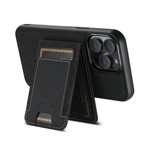 SUTENI H17 Leather Case for iPhone 12 Pro 6.1 inch Cover Anti-fall Card Holder Shell Compatible with MagSafe - Black - 2