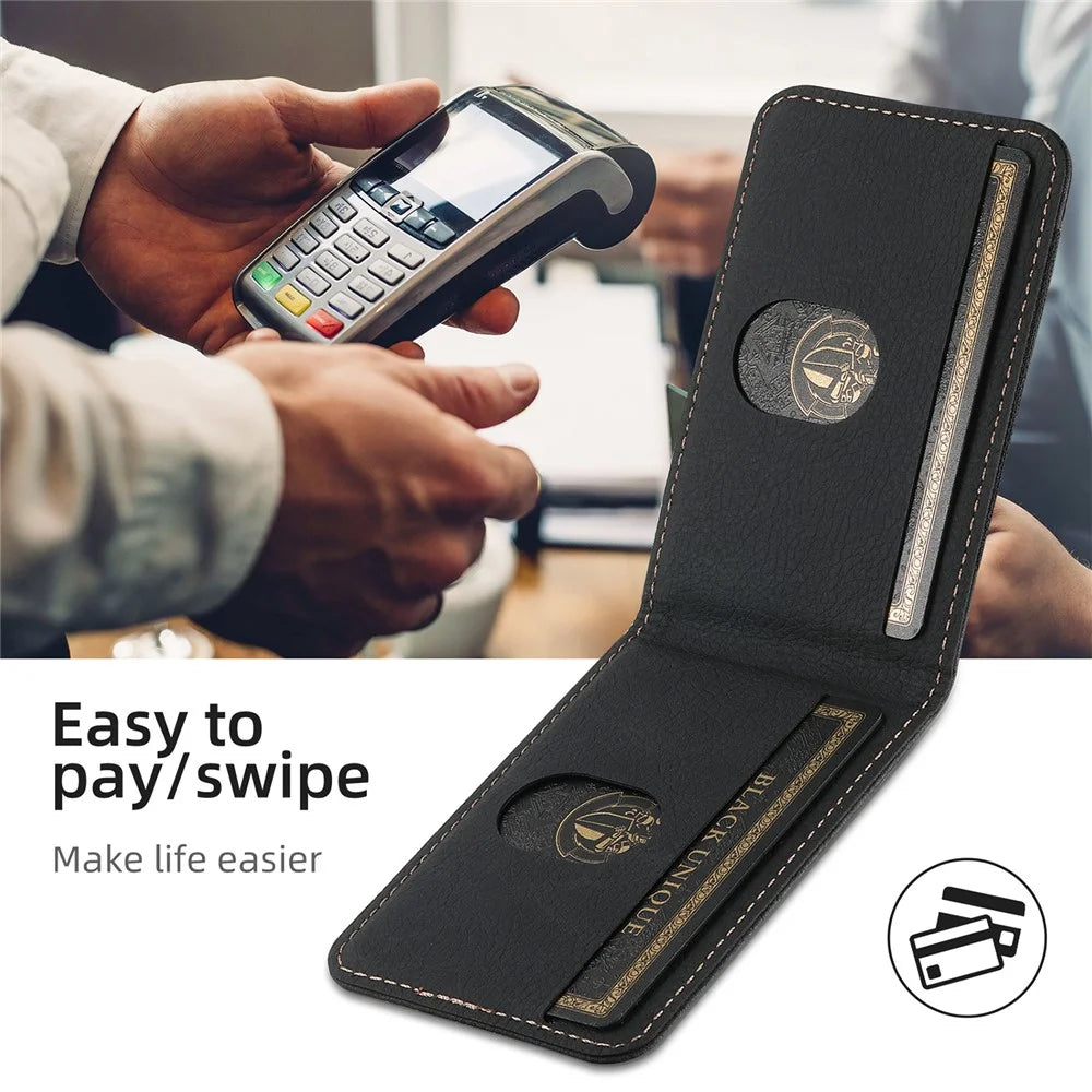 SUTENI H17 For iPhone 13 Pro Max Case Card Slots Kickstand Leather+TPU Phone Cover - Black - 4