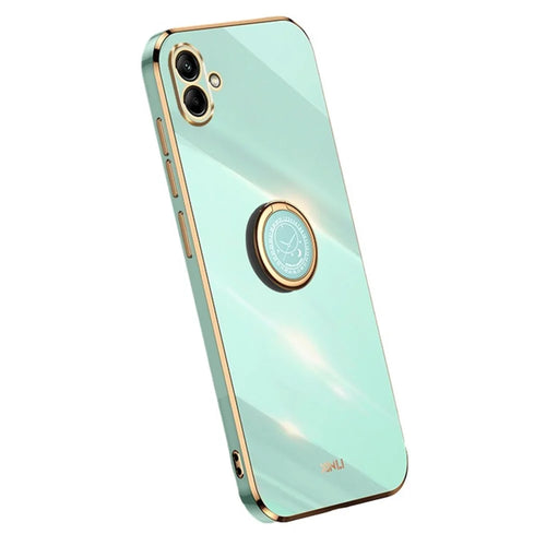 XINLI For Samsung Galaxy A04e 4G / F04 4G / M04 4G Case Kickstand Electroplated TPU Cover - Cyan - 1