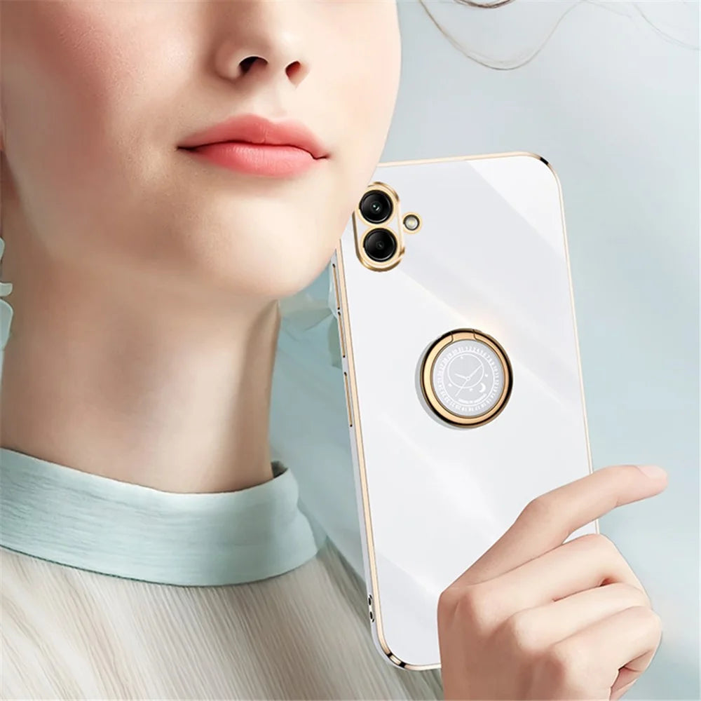 XINLI For Samsung Galaxy A04e 4G / F04 4G / M04 4G Case Kickstand Electroplated TPU Cover - Cyan - 4