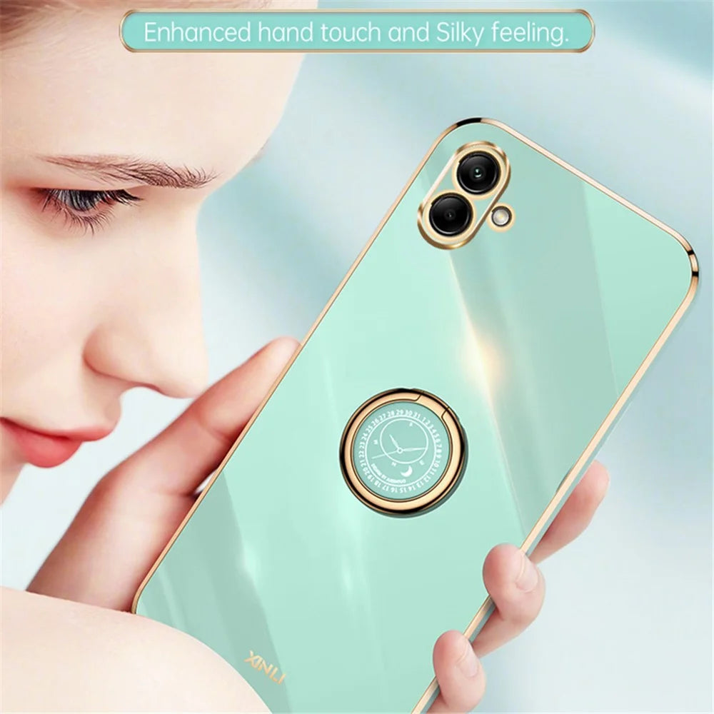 XINLI For Samsung Galaxy A04e 4G / F04 4G / M04 4G Case Kickstand Electroplated TPU Cover - Cyan - 5