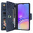 For Samsung Galaxy A05 4G Leather Case Wallet Zipper Pocket Phone Cover Rivet Decor - Blue - 3