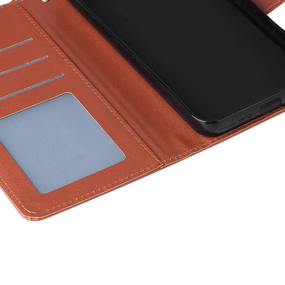 For Samsung Galaxy S23 FE Case Card Slots PU Leather Flip Wallet Cover - Brown - 5