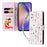 For Samsung Galaxy A55 5G Leather Case Lacquered Phone Cover with RFID Blocking Card Slots - Small Flower - 7