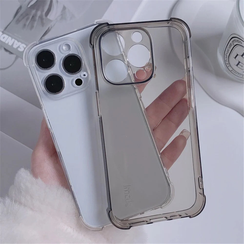IMAK For Realme 12 Pro 5G / 12 Pro+ 5G Case Airbag Drop Protection TPU Phone Cover - Transparent Black - 6