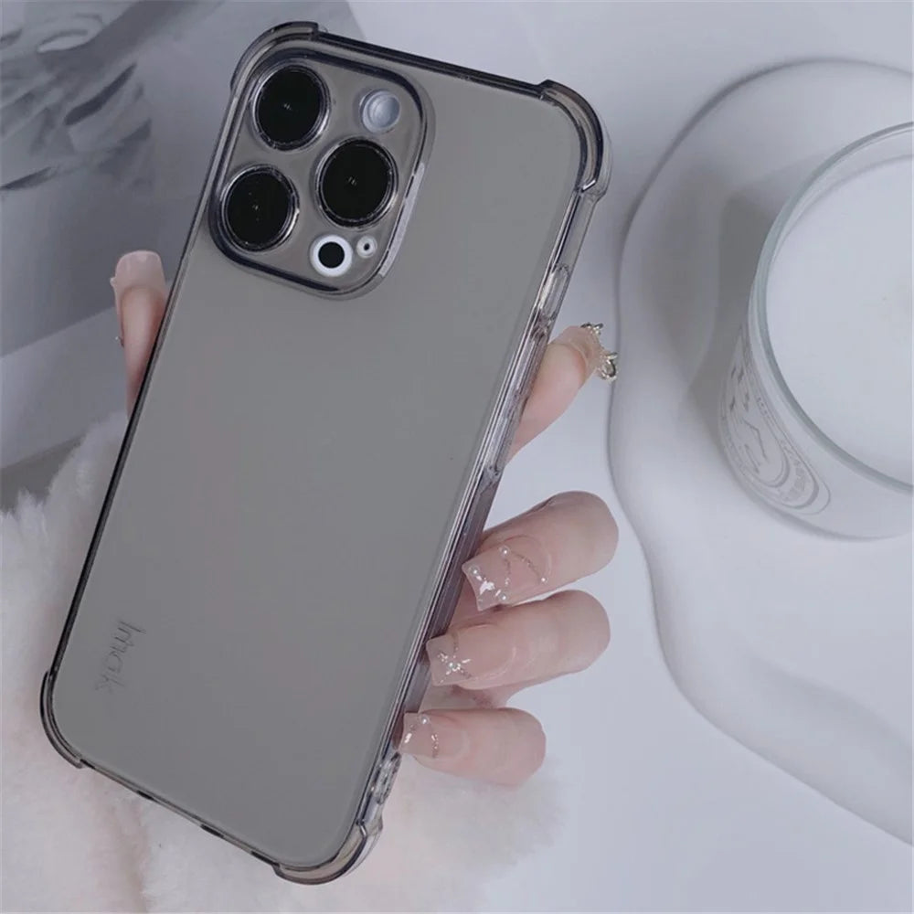 IMAK For Realme 12 Pro 5G / 12 Pro+ 5G Case Airbag Drop Protection TPU Phone Cover - Transparent Black - 7