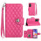 For Samsung Galaxy A33 5G Leather Case Phone Stand Cover with 7 Card Slots and Hand Strap - Rose - 1