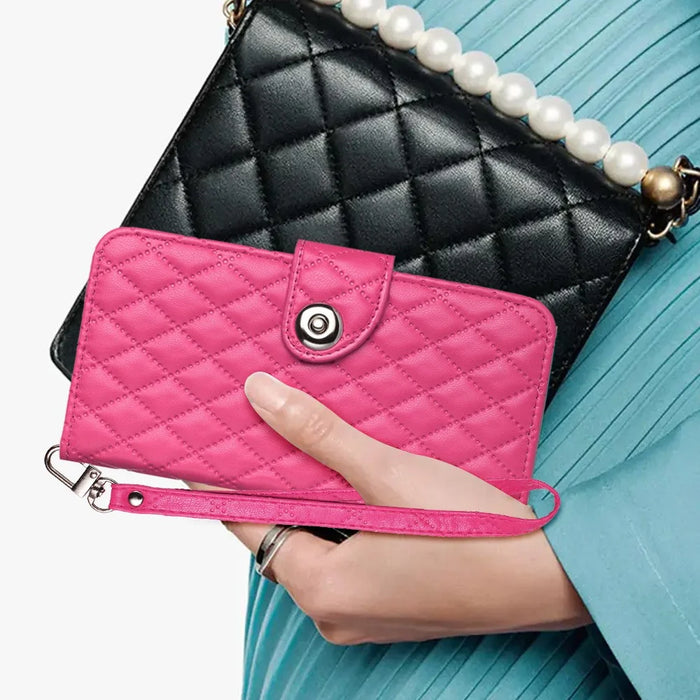 For Samsung Galaxy A33 5G Leather Case Phone Stand Cover with 7 Card Slots and Hand Strap - Rose - 5