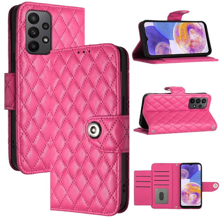 For Samsung Galaxy A33 5G Leather Case Phone Stand Cover with 7 Card Slots and Hand Strap - Rose - 6