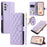 For Samsung Galaxy A24 4G (162.1 x 77.6 x 8.3mm) Case Wallet Leather Cover with Shoulder Strap - Purple - 1