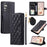For Samsung Galaxy A14 5G / 4G Case Wallet Folding Stand Leather Phone Cover with Straps - Black - 1