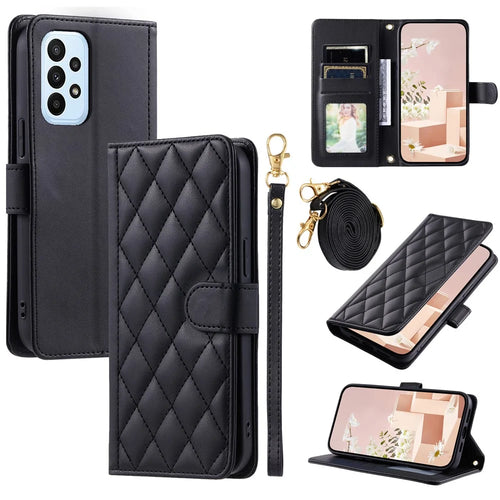 For Samsung Galaxy A23 4G / A23 5G (Global Version) / F23 5G / M23 5G / M13 4G Case Leather Wallet Flip Phone Cover - Black - 1
