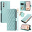 For Samsung Galaxy A54 5G Leather Case with Straps Wallet Rhombus Grid Phone Cover - Mint Green - 1