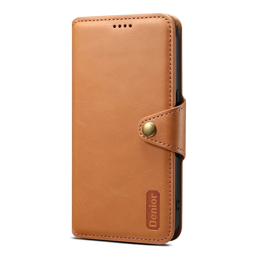DENIOR For iPhone 7 / 8 / SE (2020) / SE (2022) Case PU Leather Wallet Card Slot Phone Cover - Khaki - 4