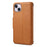 DENIOR For iPhone 15 Plus Leather Case Wallet Phone Cover Cowhide Texture - Khaki - 3