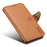 DENIOR For iPhone 15 Plus Leather Case Wallet Phone Cover Cowhide Texture - Khaki - 4