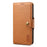 DENIOR For iPhone 15 Plus Leather Case Wallet Phone Cover Cowhide Texture - Khaki - 5