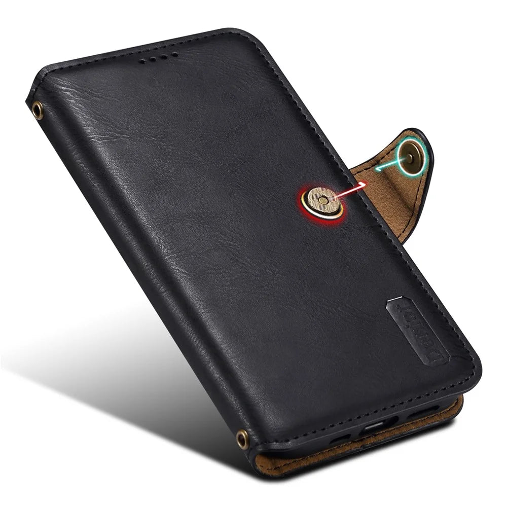 DENIOR For iPhone 7 Plus / 8 Plus Case Wallet Card Holder Cowhide Texture PU Leather Flip Cover - Black - 4