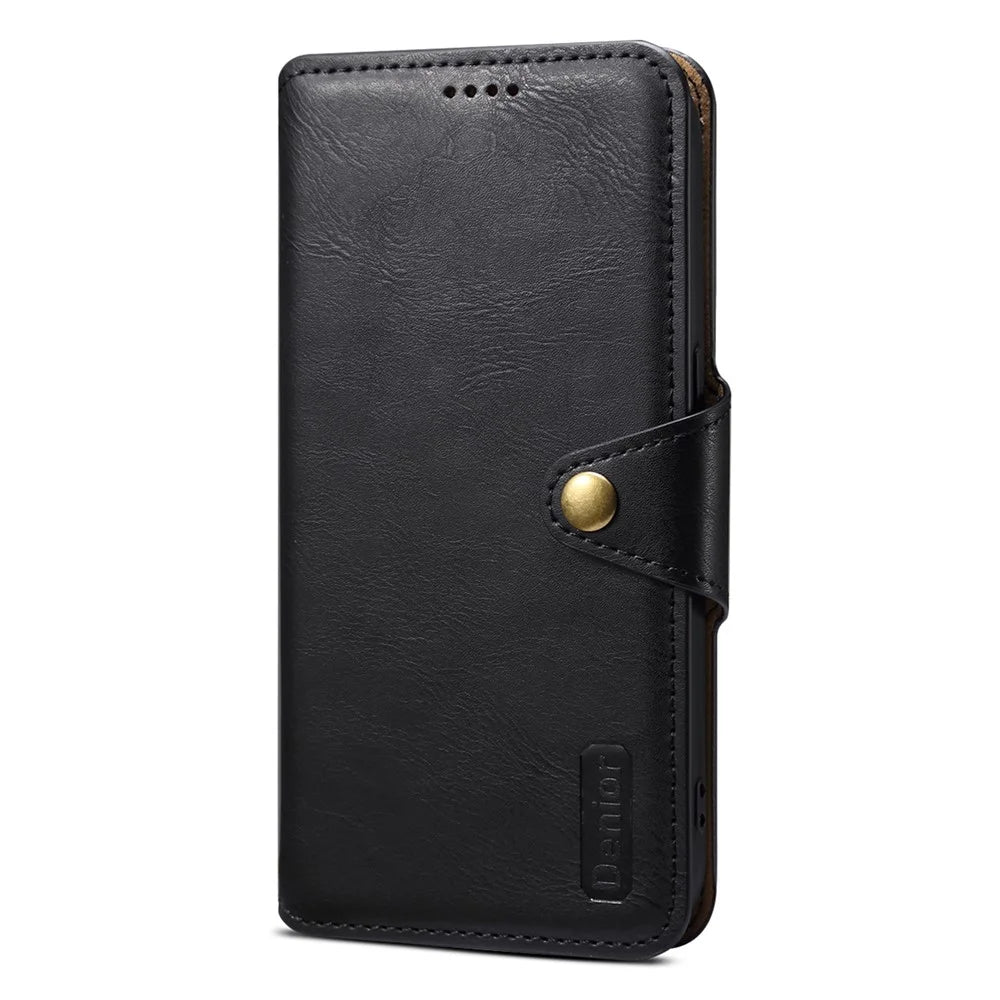 DENIOR For iPhone 7 Plus / 8 Plus Case Wallet Card Holder Cowhide Texture PU Leather Flip Cover - Black - 5