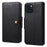 DENIOR For iPhone 15 Wallet Case Cowhide Texture PU Leather Phone Cover with Folding Stand - Black - 1